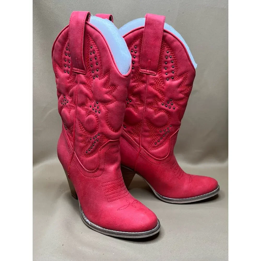 Volatile Ruby Red Denver Cowboy Boot 7 M New